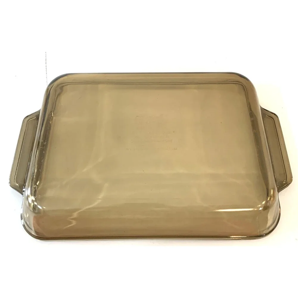 Vintage Anchor Oven Baking Dish 8x11.5x2 Inch 2 Quart Amber Casserole Pan Pyrex
